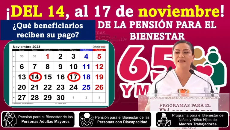 Del 14 al 17 de este mes de noviembre: ¿Qué beneficiarios reciben su pago de la Pensión para el Bienestar?