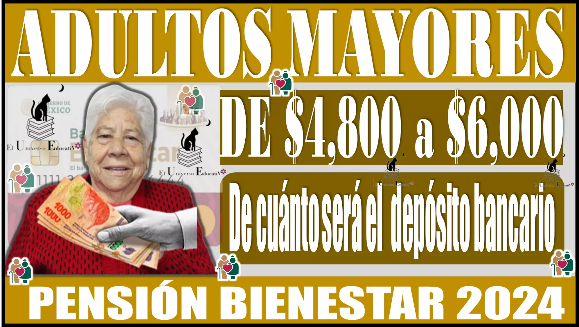 De $4,800.00 pesos a $6,000.00 pesos, conoce de cuánto será el próximo depósito bancario de la Pensión Bienestar para los Adultos Mayores (2024)