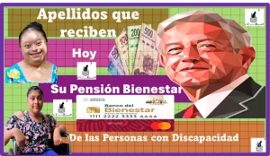 Apellidos que reciben hoy su Pensión para el Bienestar de las Personas con Discapacidad 