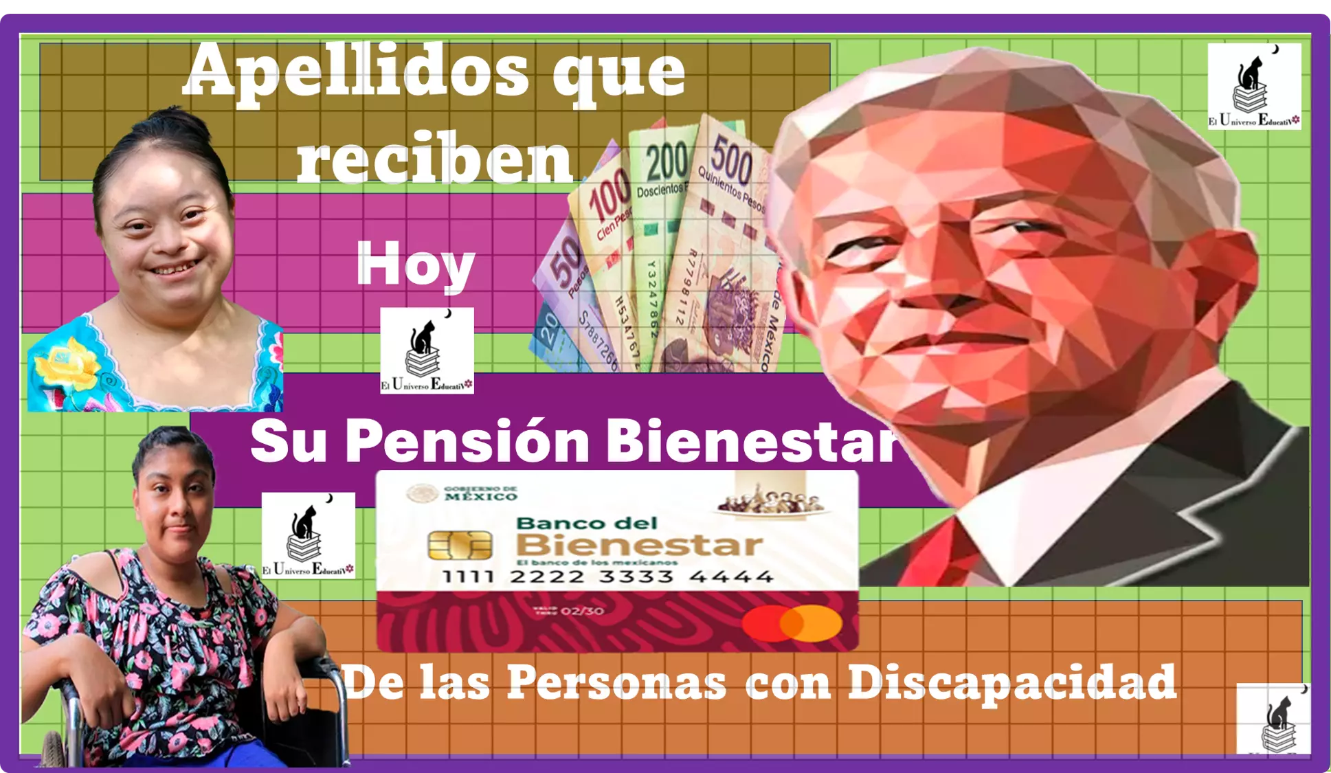 Apellidos que reciben hoy su Pensión para el Bienestar de las Personas con Discapacidad 