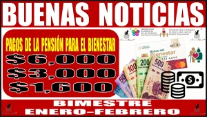 🥳💸🤑💥 ¡MUY BUENAS NOTICIAS! | PAGOS DE LA PENSIÓN PARA EL BIENESTAR DE | $6,000, $3,000, Y $1,600 PESOS | BIMESTRE ENERO-FEBRERO | 2024 🥳💸🤑💥