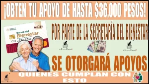 ¡OBTEN TU APOYO DE HASTA $36,000 PESOS! | POR PARTE DE LA SECRETARÍA DEL BIENESTAR SE OTORGARÁ APOYOS QUIENES CUMPLAN CON ESTO