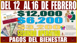 💥💸🤑📆 DEL 12 AL 16 DE FEBRERO | $ 12,000, $6,200 Y $3,2000 | SEGUNDO OPERATIVO DE PAGOS DEL BIENESTAR 💥💸🤑📆