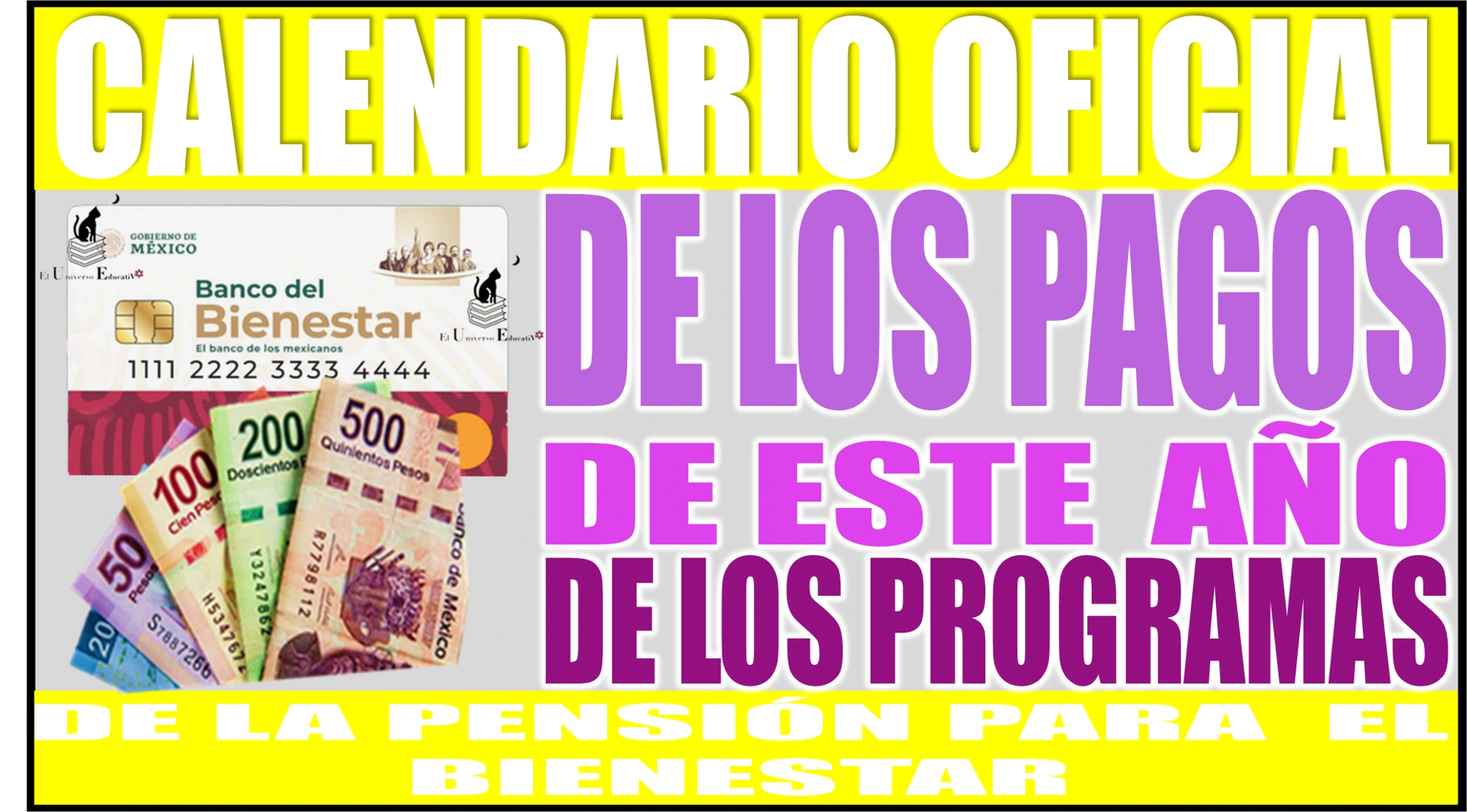 📢💸🤑💥 CONOCE EL CALENDARIO OFICIAL DE LOS PAGOS DE ESTE AÑO 2024 DE LOS PROGRAMAS DE LA PENSIÓN PARA EL BIENESTAR 📢💸🤑💥